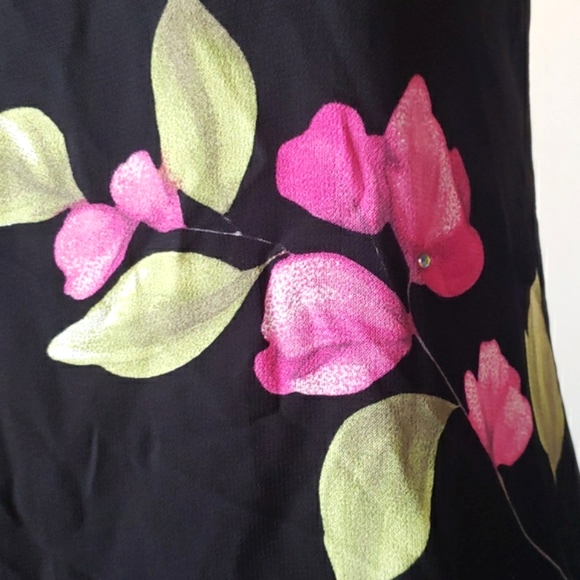 A.B.S. By Allen Schwartz Evening Long Black Strappy Dress & Beaded Roses Size 10 - Picture 4 of 14